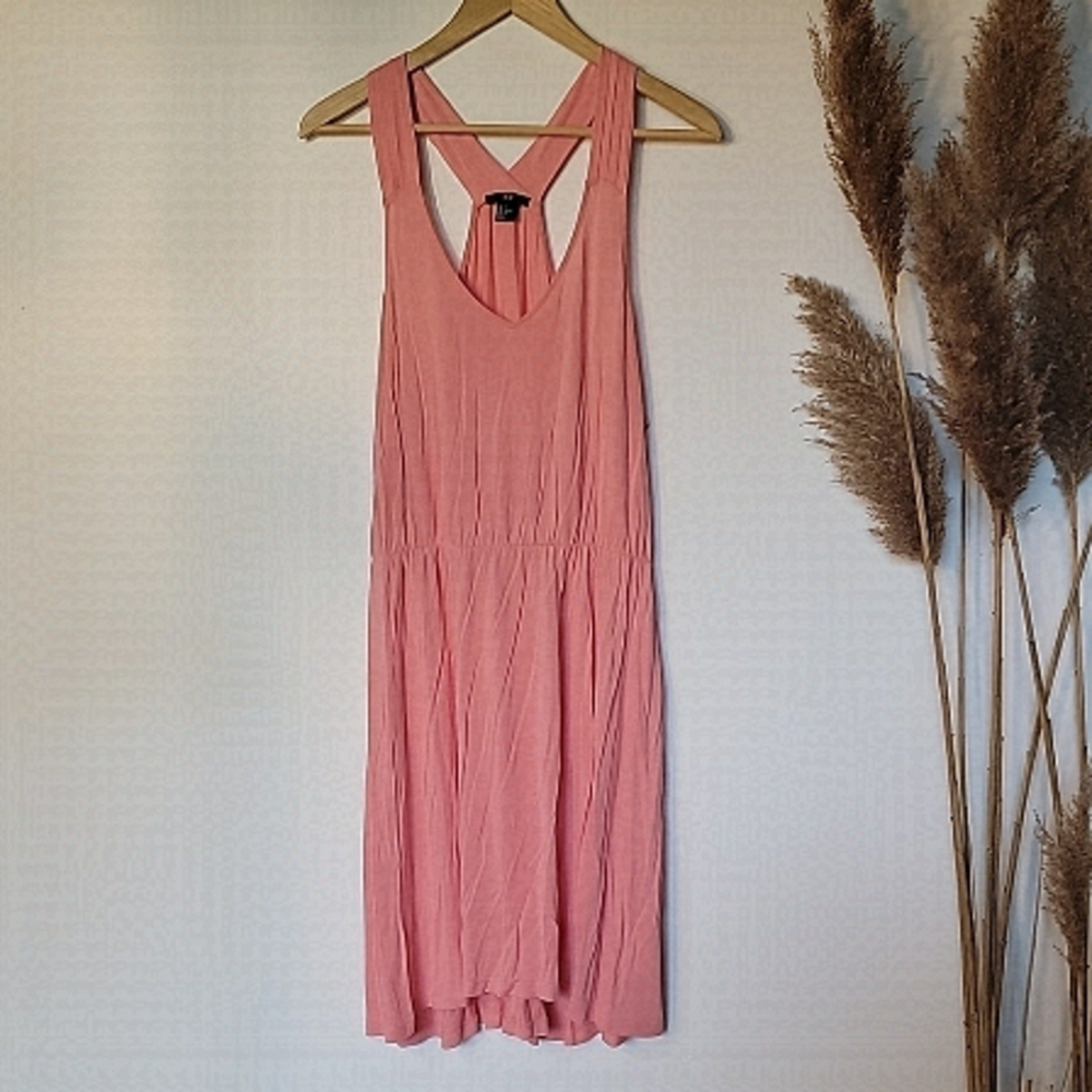 H&m Coral coloured, flowy racerback summer dress. Size small